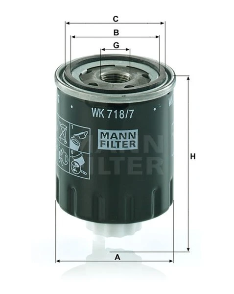 Palivový filter MANN FILTER WK 718/7