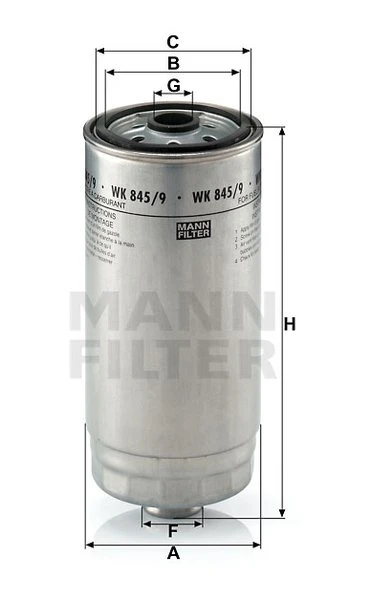 Palivový filter MANN FILTER WK 845/9
