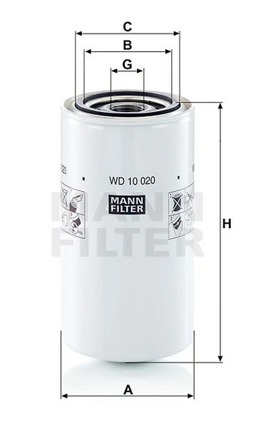 Filter hydrauliky MANN FILTER WD 10 020