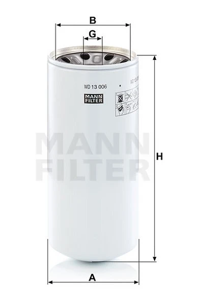 Filter hydrauliky MANN FILTER WD 13 006 x