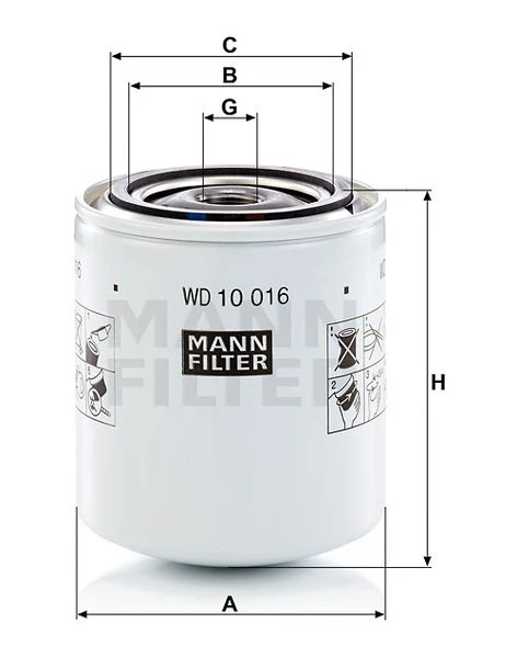 Filter hydrauliky MANN FILTER WD 10 016