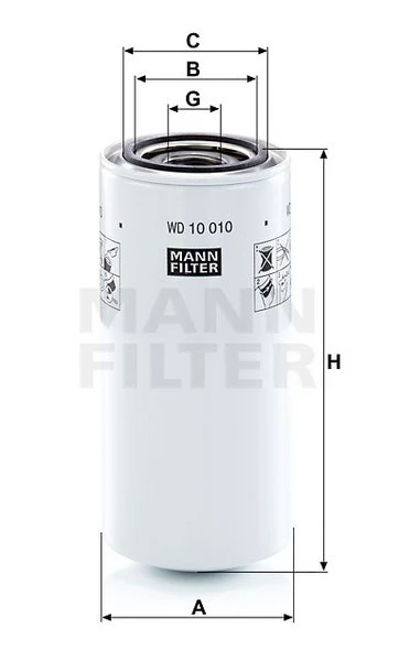 Filter hydrauliky MANN FILTER WD 10 010