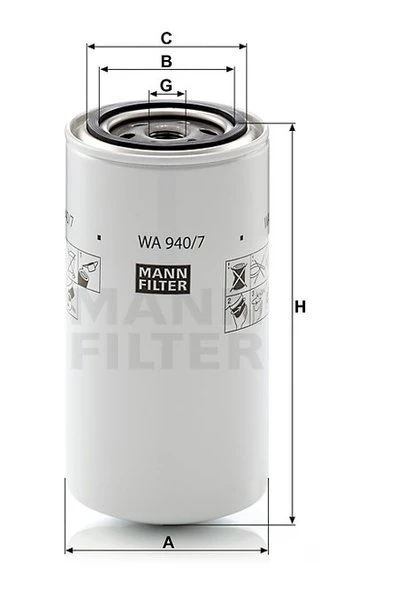 Filter chladiacej kvapaliny MANN FILTER WA 940/7