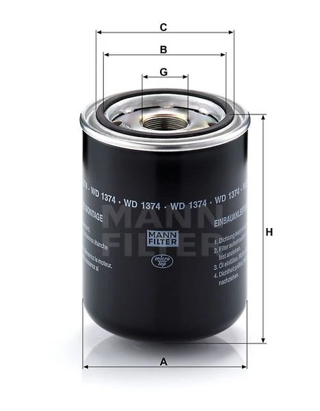 Olejový filter MANN FILTER WD 1374