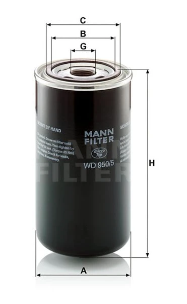 Filter hydrauliky MANN FILTER WD 950/5