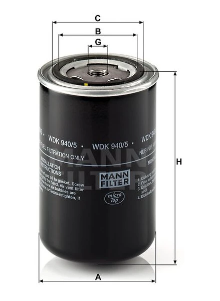Palivový filter MANN FILTER WDK 940/5