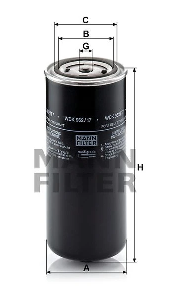 Palivový filter MANN FILTER WDK 962/17