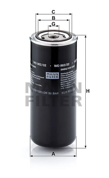 Olejový filter MANN FILTER WD 962/32