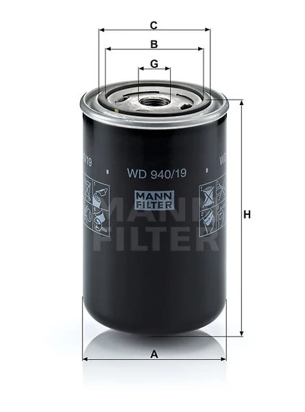 Olejový filter MANN FILTER WD 940/19