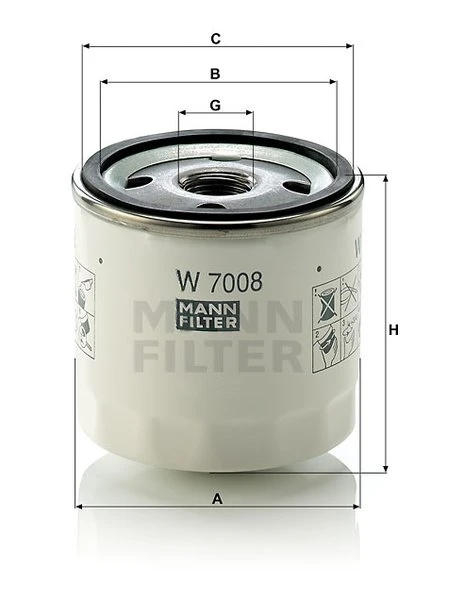 Olejový filter MANN FILTER W 7008