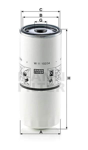 Olejový filter MANN FILTER W 11 102/34