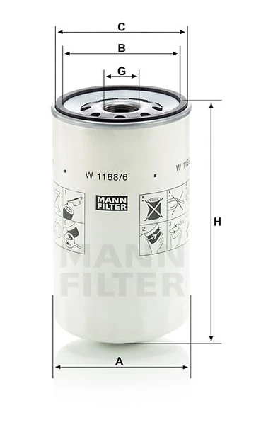 Olejový filter MANN FILTER W 1168/6