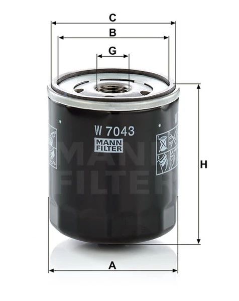 Olejový filter MANN FILTER W 7043