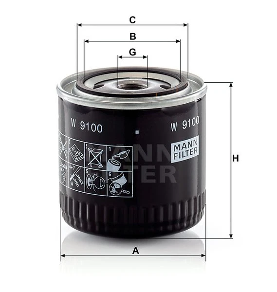 Olejový filter MANN FILTER W 9100