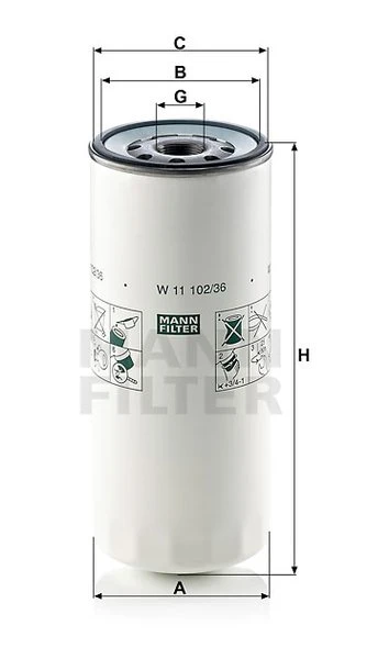 Olejový filter MANN FILTER W 11 102/36