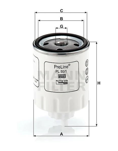 Palivový filter MANN FILTER PL 50/1
