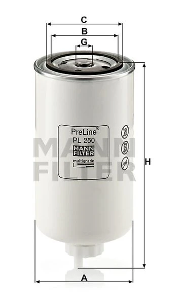 Palivový filter MANN FILTER PL 250