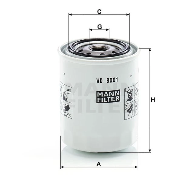 Filter hydrauliky MANN FILTER WD 8001
