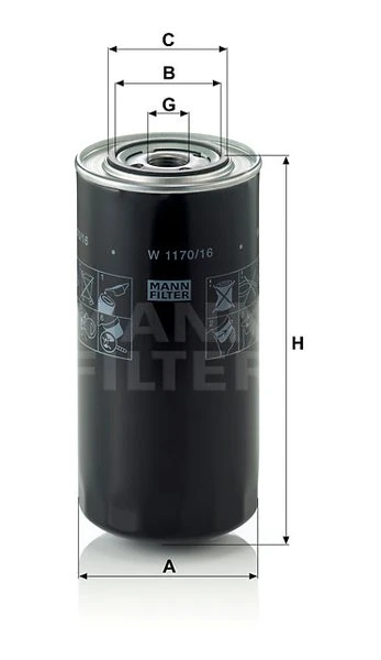 Olejový filter MANN FILTER W 1170/16