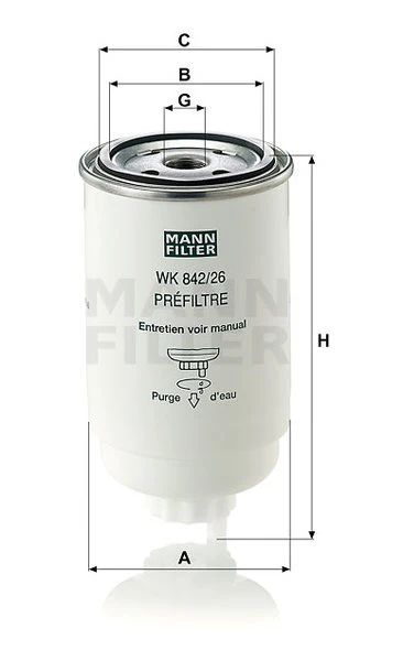 Palivový filter MANN FILTER WK 842/26