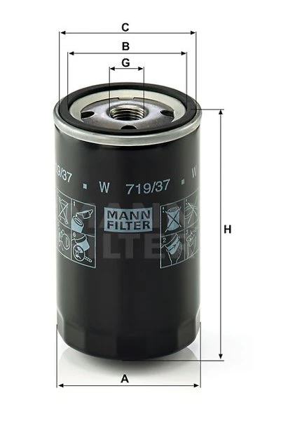 Olejový filter MANN FILTER W 719/37