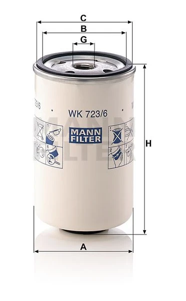 Palivový filter MANN FILTER WK 723/6