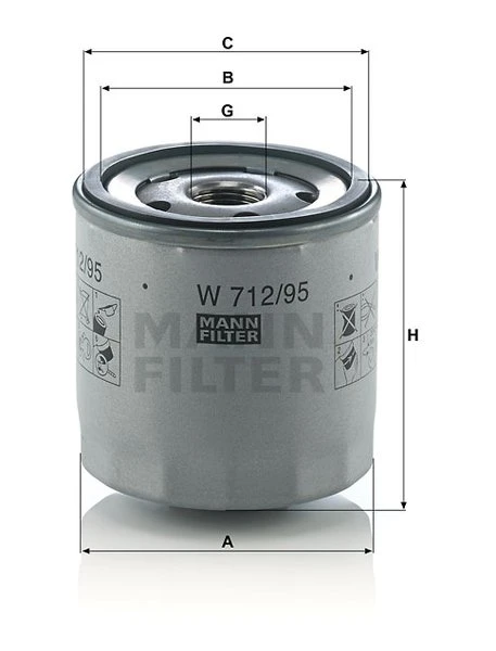 Olejový filter MANN FILTER W 712/95