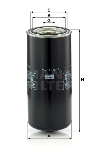 Olejový filter MANN FILTER WD 13 145/20