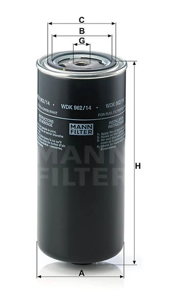 Palivový filter MANN FILTER WDK 962/14