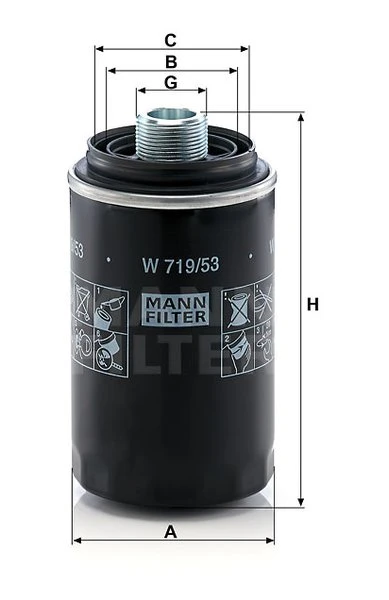 Olejový filter MANN FILTER W 719/53