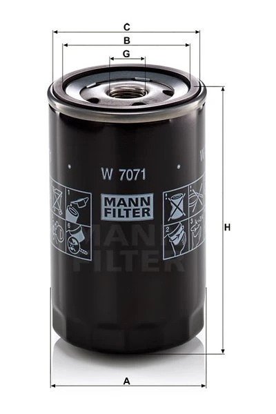 Olejový filter MANN FILTER W 7071