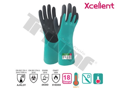 Rukavica pracovná xcellent, 78-309, chemická odolnosť, ocelové vlakno, UHMWPE, pieskový nitril 9 / L
