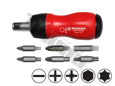 Mini račnový skrutkovač, 12v1, séria 707, červený, Beargrip  (B-T)