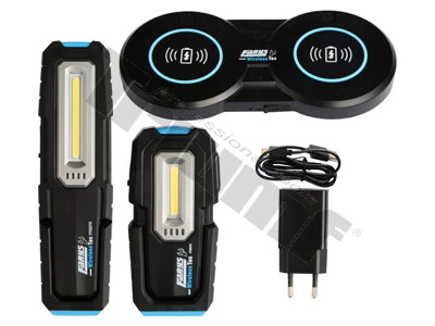 COB LED sada dielenských lámp, 500 a 250lm, top 70lm, USB-C, plus bezdrôtové nabíjanie, 2ks