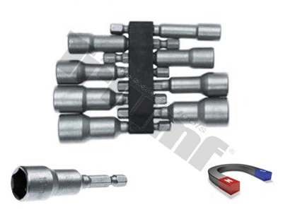 Sada bitov 1/4" s hlavicou a magnetom 6-13mm, dĺžka 65mm, v plastovom držiaku, 8dielna