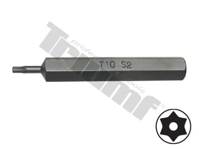 Bit Torx vŕtaný, 10 mm driek, dĺžka 75 mm T10