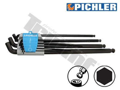 Sada kľúčov inbus s guličkou extra dlhé 2346XLSS (1,5 - 10 mm) vyhnuté 110°, PICHLER B-T