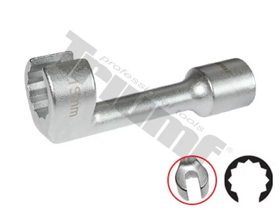 Zahnutý prerezaný kľúč na paliv.systémy, 1/2" vstup,  19mm