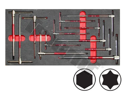 Modul T kľúčov s otočným driekom profily inbus Torx, 12-dielny