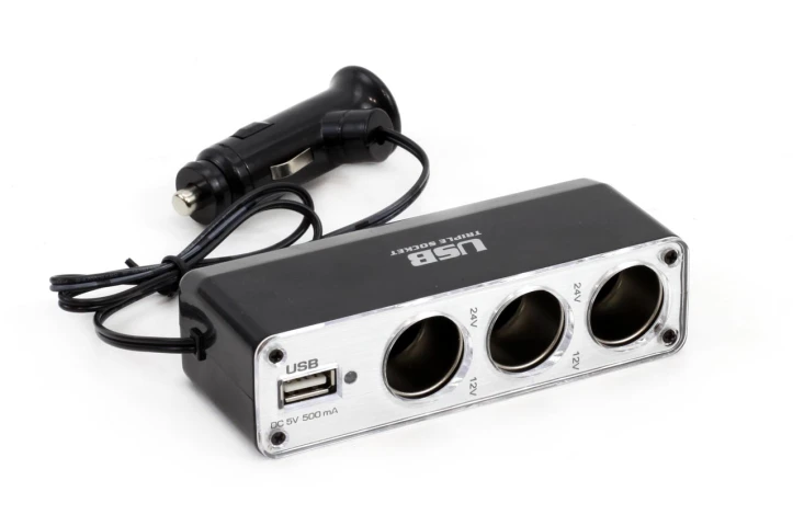 AMIO roztrojka autozapaľovača + USB V1